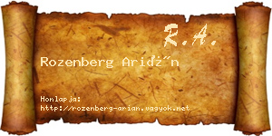 Rozenberg Arián névjegykártya